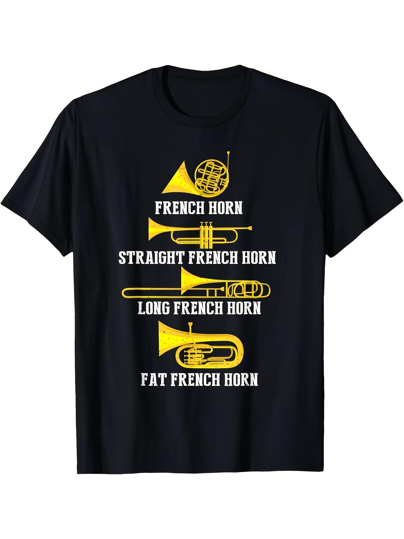 Men s T-Shirt Y2K French Horn Marching Band Black 4XL