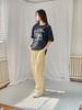 NOT Lalal Pintuck Wide Summer Nylon Elastic Waist Pants_Yellow