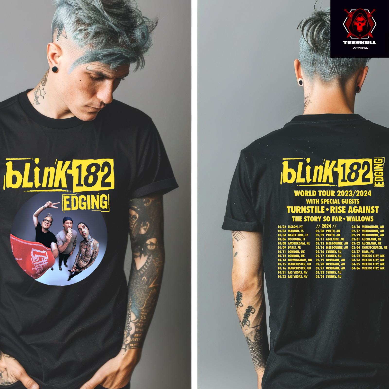 

26 Blink 182 Edging World Tour 2023 2024 | 2-Sided Rock Unisex T-SHIRT S-3XL Unisex T-Shirt XL