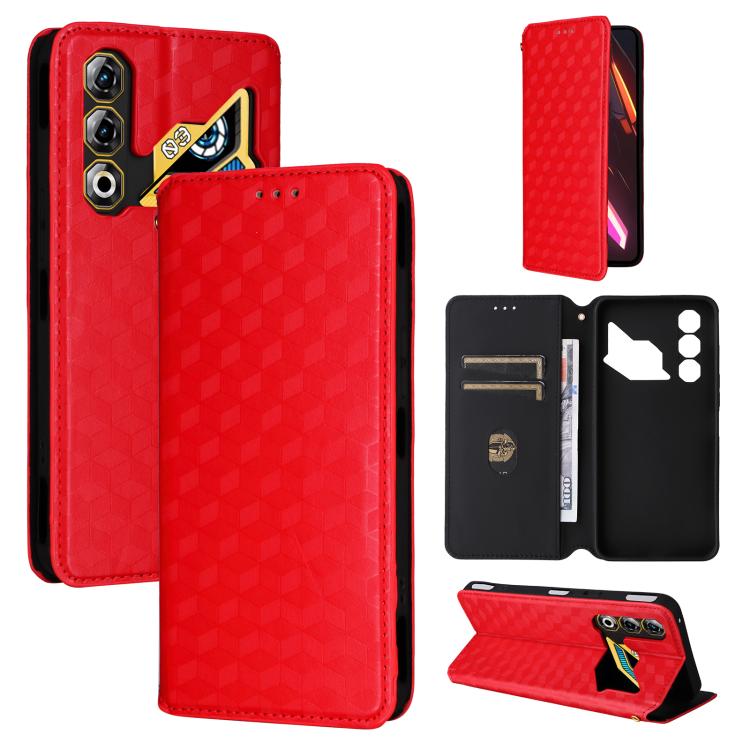 Cubic Grid Texture Flip Leather Phone Case