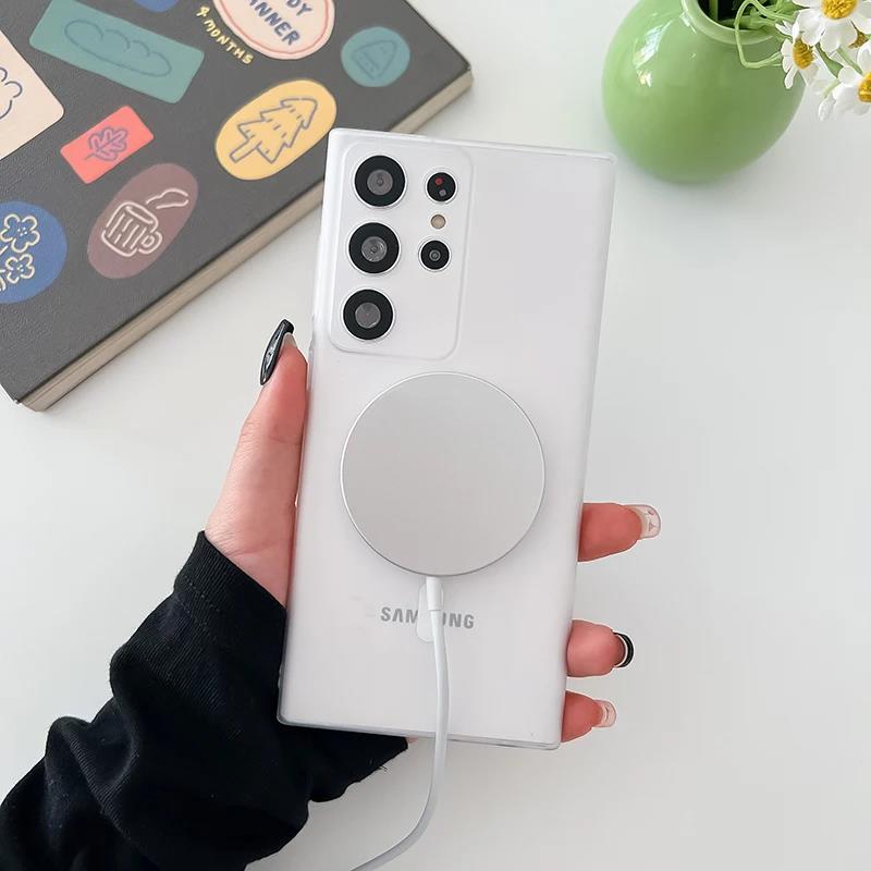 Matte Translucent Frosted For Magnetic Magsafe Case For Samsung Galaxy S23 S24 Plus S24 Ultra Wireless Charging Ultra Thin Cover