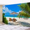 Seaside Coconut Tree Landscape Tapestry Nature Sea Art Ocean Beach 3D Print Wall Hanging Home Living Room Background Cloth Decor
