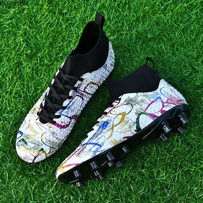 31-46 Children Graffiti Football Boots High-quality Artificial Lawn Socks Outdoor Men's Long Nail Sports Football Boots