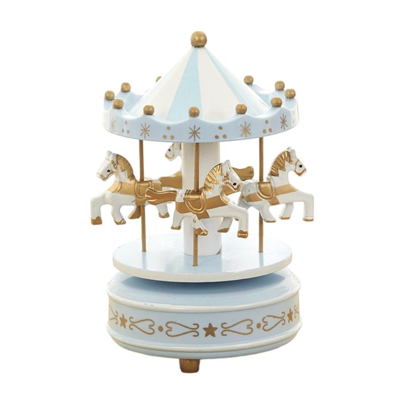 Hand Cranked Rotating Christmas Carousels Plays Traditional Holiday Song Smoothly