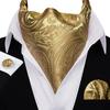 Barry.Wang Ascot Stropdas Cravat Nekdas Heren Paisley Geruit Sjaal Zelfstrik Zakdoekje Manchetknopen Set Bruiloft Feest, B Gouden Paisley, Eén Maat