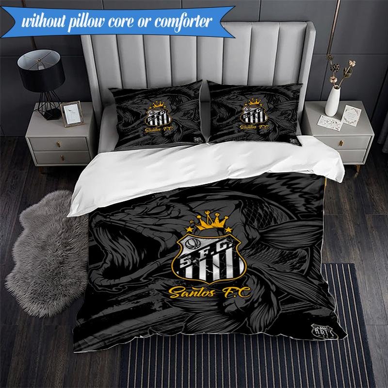 3PCS Powerful Football Crest Design Printed Soft Bedding Set,Including 1pc Duvet Cover And 2pcs Pillowcases Perfect for Bedroom, Dormitory, Fan gift