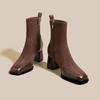 Thick High Heel Short Boots Autumn Winter New Square Headed Suede Ankle Boots For Women Black Brown Elastic Heeled Botines Mujer