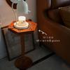 Vintage Hexagonal Side Table Solid Wood Table with Integrated Checkers Board Durable Fun Table for Living Room Multi-Purpose