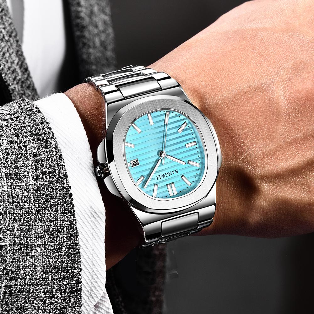 Neue Luxusuhr Herren Business Wasserdicht Herrenuhr Leuchtend Datum Edelstahl Quadratisch Quarz Herrenuhr reloj hombre