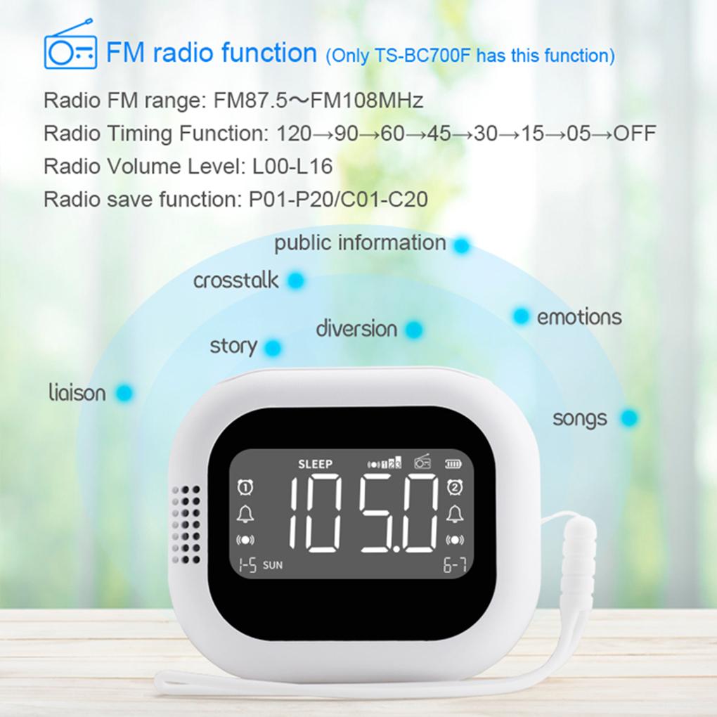 Vibrating Digital Dual Alarm  Built-in Radio Function Portable Mini Clock Three Alarm Modes Charging Alarm Clock For Elderly