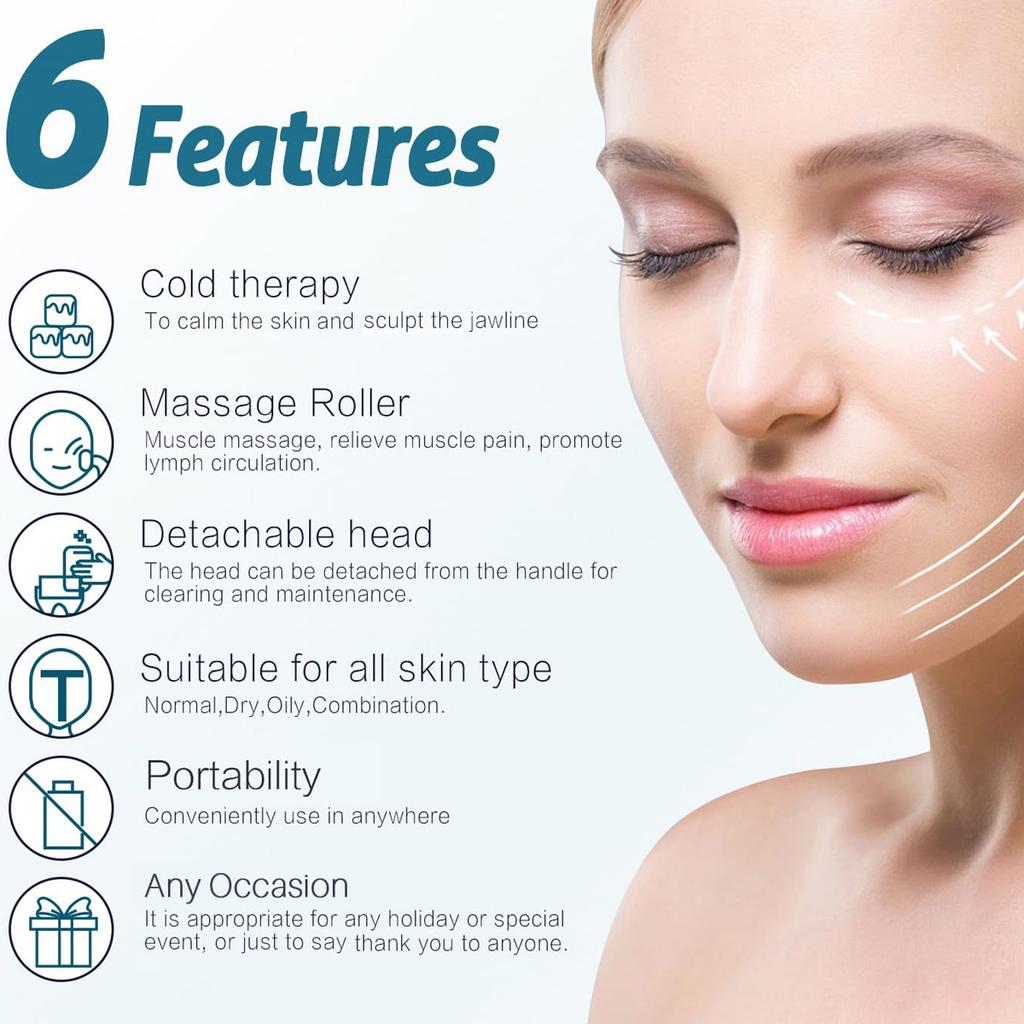 PE Gel Ice Roller Face Icing Tightening Cold Therapy Massage Roller Shrink Pores Skin Calming Relieve Sunburn & Reduce Swelling
