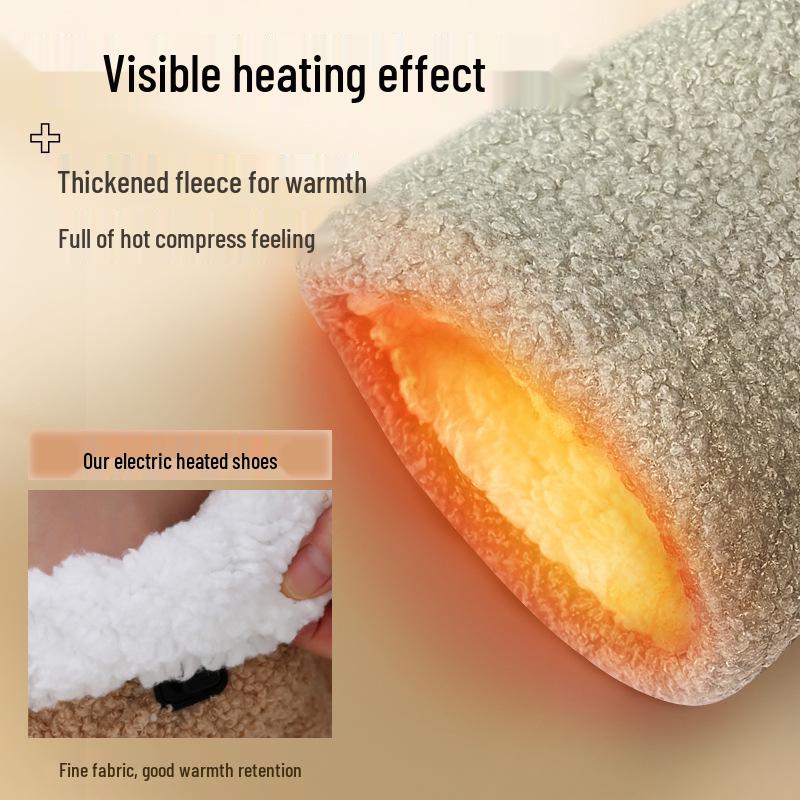 Red Light Therapy Heated Cotton Shoes: Winter Velvet, Thickened, Anti-Frost Foot Warmers.
