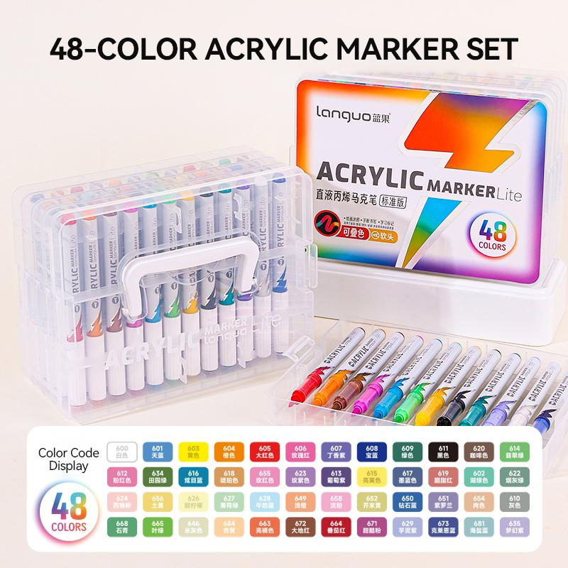 LANGUO 48/72/96 Colors Direct Liquid Colors Acrylic Paint Pens Brush Marker Pen for Student DIY Graffiti Drawing Painting Pen