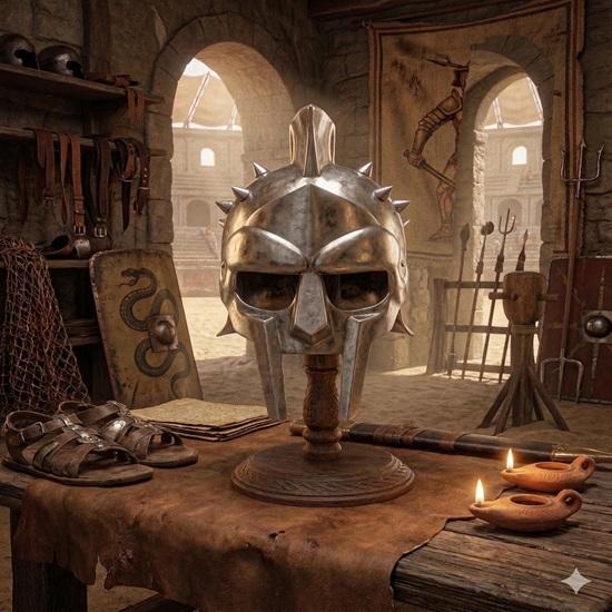 Spiked Gladiator Helmet  Hand-Forged Roman Steel Armor, MF DOOM Inspired Mask