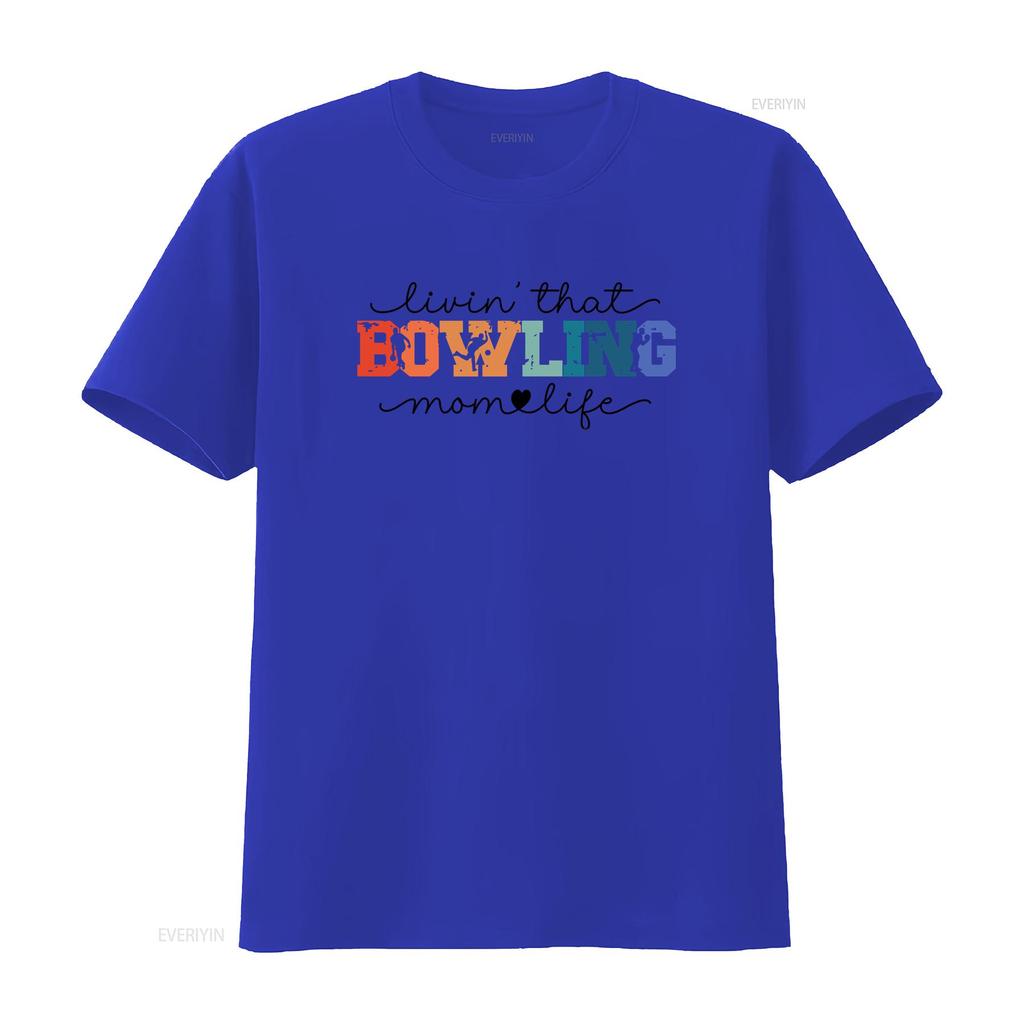 Bowling Mom Retro T Shirt Match Day Woman Collage Playing Team Season Sports School Fan Mama Mothers Birthday  vintage Washed