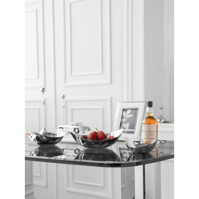 Nordic Stainless Steel Serving Tray Luxury Fruit Bowl Metal Plate Dishes for Candy Dessert Snack Hotel Home Decoration