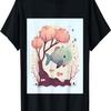 Cute Kawaii Whale Fish Swimming with Cherry Blossom Tree T-Shirt