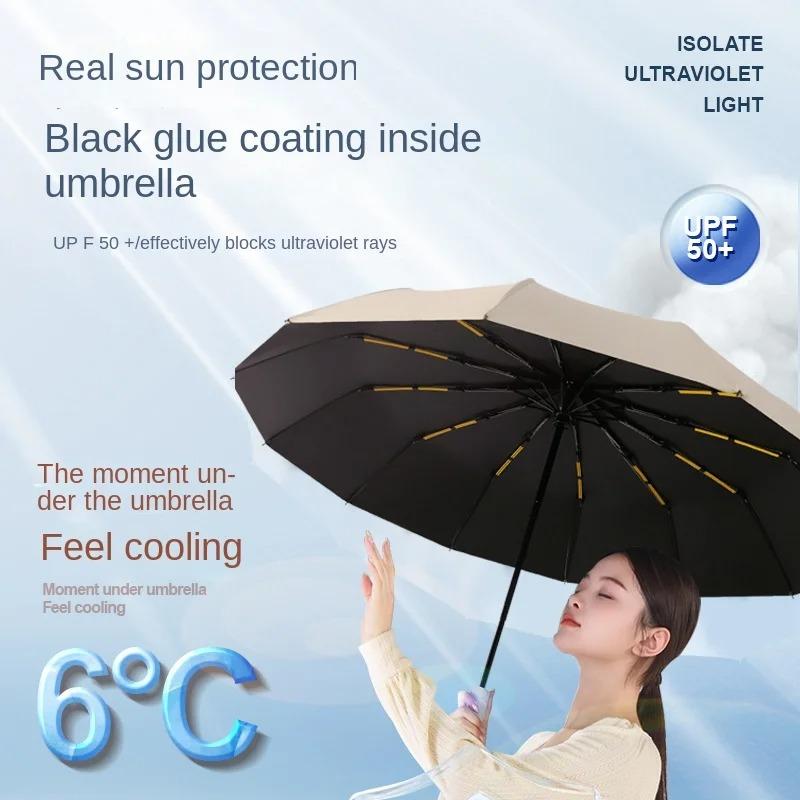 High aesthetic value automatic folding umbrella with sunscreen coating effectively protects against rain and weather, dual-use
