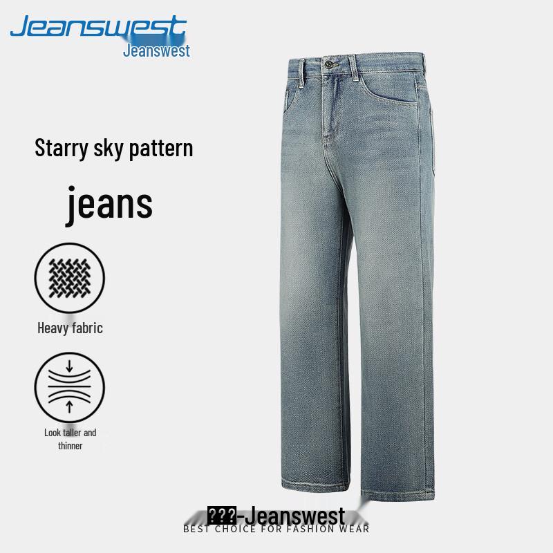

Jeanswest Men s 2025 Autumn Straight Leg Washed Retro Blue Jeans 3XL