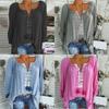 Elegant Plus Size Women Boho Long Sleeve Blouse Baggy Tops With V Neck Design