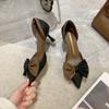 Fashion Women's Fashion Single Shoes Spring New Pointed Head Shallow Mouth Butterfly Knot Collocation Color Slip-on High-heeled Shoes