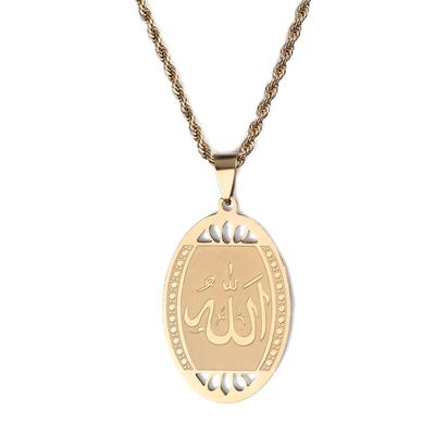 Moda Allah Crystal Acero inoxidable hombres collar cadena de oro collar joyería