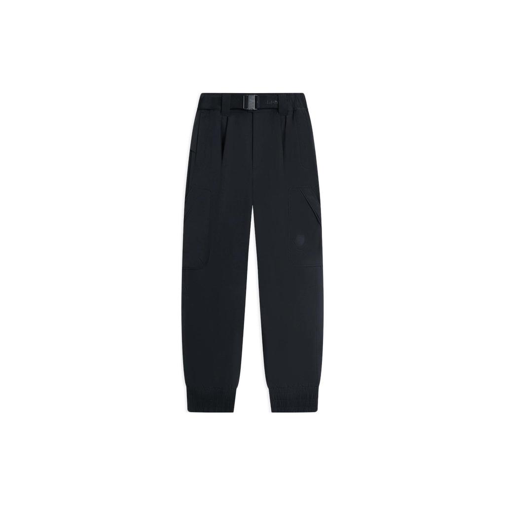 Li Ning X Jackie Chan Kung Fu Series Solid Color Cuffed Waistband Loose Casual Pants Men Pants Black AKXSB01-1