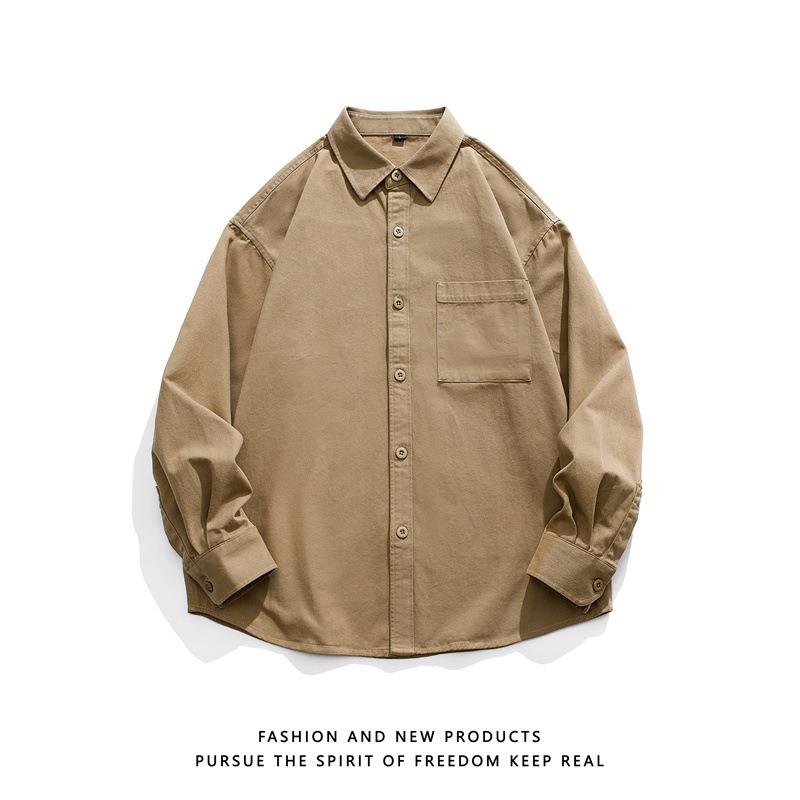 Long-sleeved Shirt Men's Spring Japanese Retro Workwear Jacket Trendy Casual