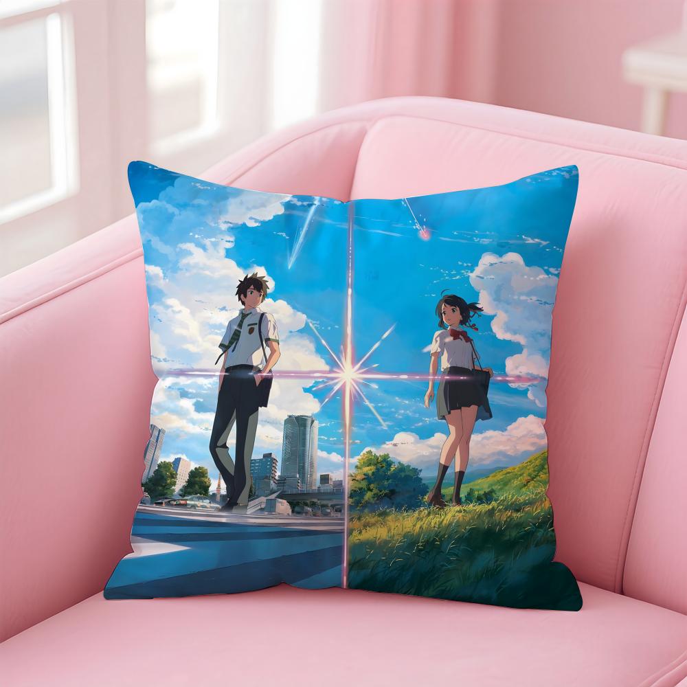 Anime YYou NameS Cushion Cover Pillow Case Soft Friendly Fabric  Concealed Zipper