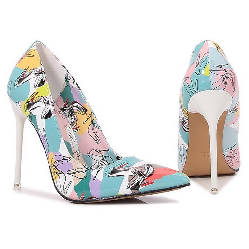 

11cm Heels Women Pumps Pointed Toe Versatile High Thin Heel Single Shoes for Office Nightclub Party Banquet Host Model Catwalk 46 синій