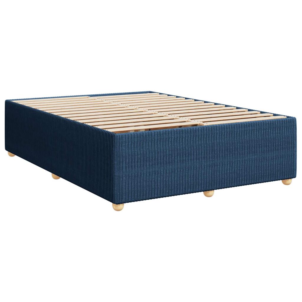 Box Spring Bed with Mattress and Headboard Blue 140 X 190 Cm Fabric