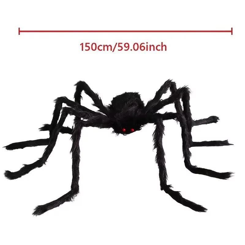 Halloween Big Plush Spider Horror Halloween Decoration Party Prop Outdoor Giant Spider Decor 30-200cm Chamber Prank Black Spider