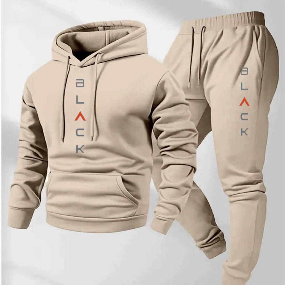Unisex European-Size Casual Fashion Letter Print Hoodie & Sweatshirt Set