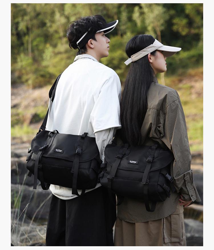Unisex Crossbody Bag - Korean-Influenced, Casual Nylon, Waterproof, Functional Workwear Style