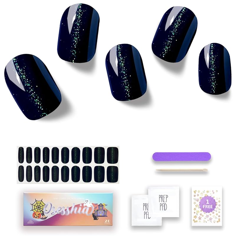 Semi Cured Gel Nail Strips, 20 pcs Nail Wraps, Glaze Gel Nail Stickers, Salon Quality French Manicure, Full Decal Gel Polish Strips, Long Lasting