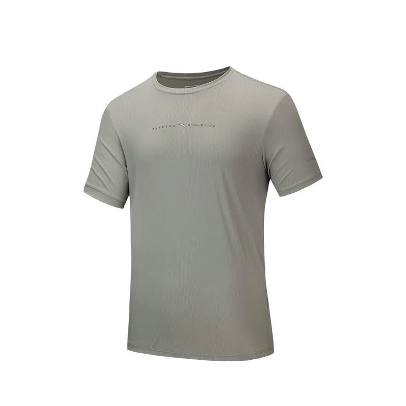 Anta Training Series Letter Minimalist Round Neck Breathable Versatile Moisture-Wicking Short Sleeve T-Shirt Men Tops 152527106-2