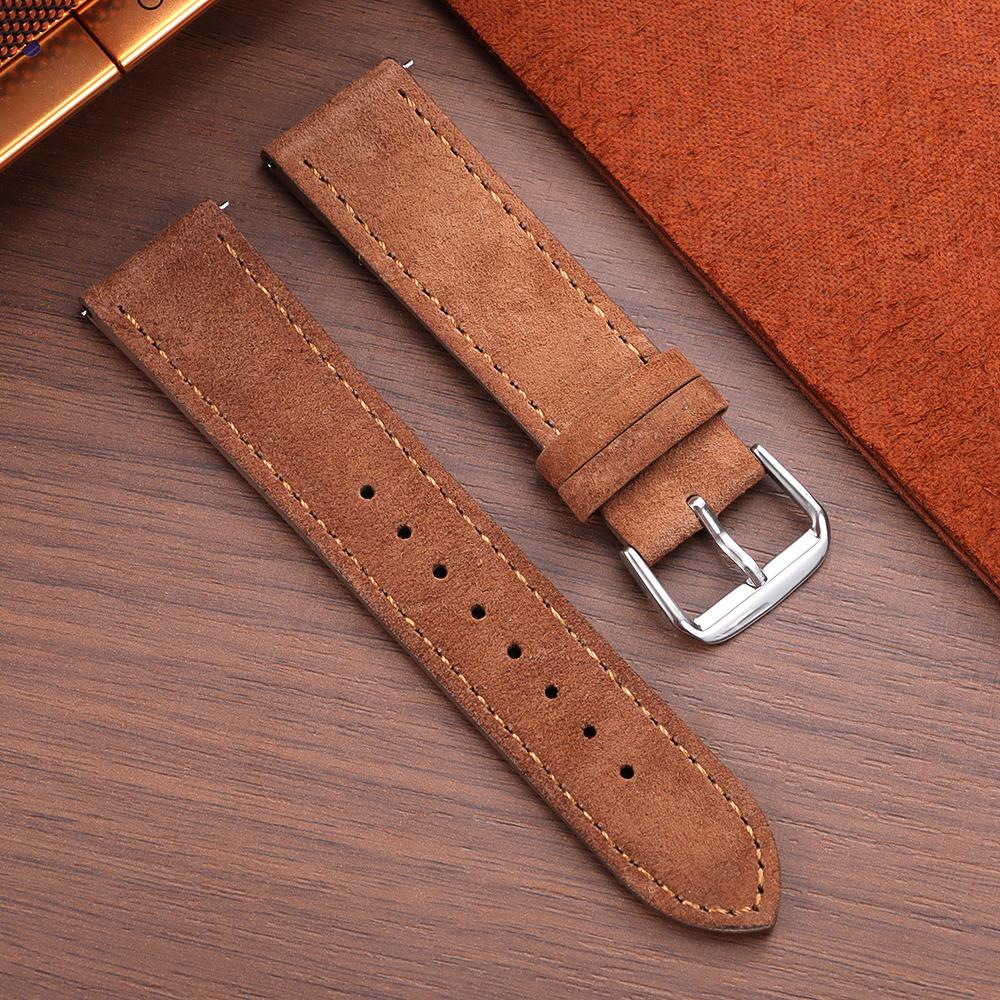 Vintage Suede Cowhide Watch Strap Leather WatchBand 18mm 19mm 20mm 22mm Quick Release Bracelet for Men Women Universal Wristband