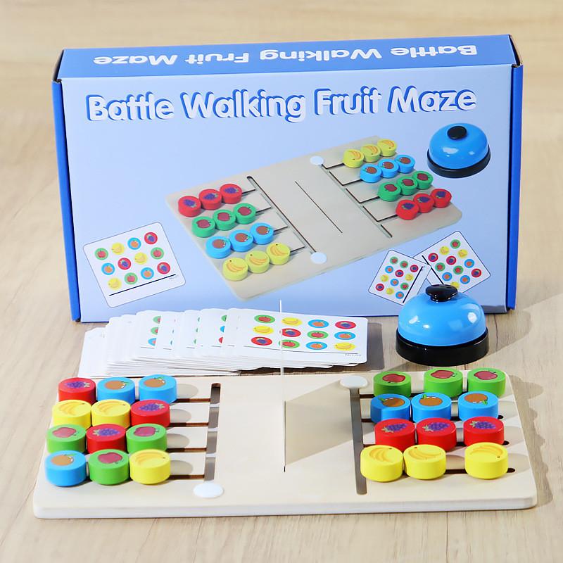 

Wooden Fruit Sorting Board Game For Kids With Interactive Dual Challenge Player