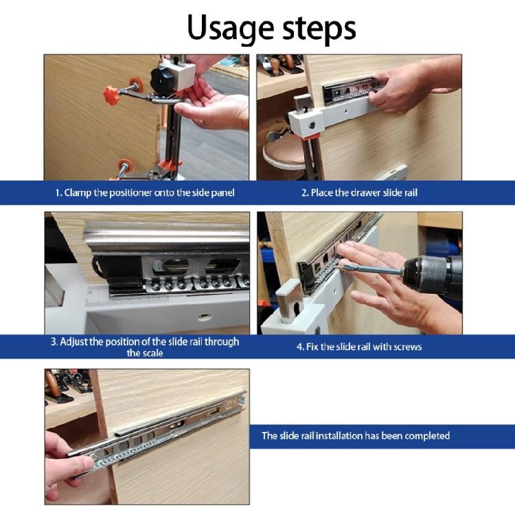 Multifunctional Cabinet Slide Jig Tool with Extendable Rail & Not Slip Grips Positioning Tool for Precise Alignment