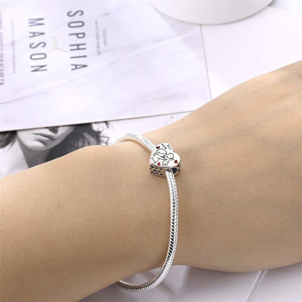 Charms Original Copper Love For Parent Child Beads Fit Bracelet Women Jewelry Diy Fine Gift
