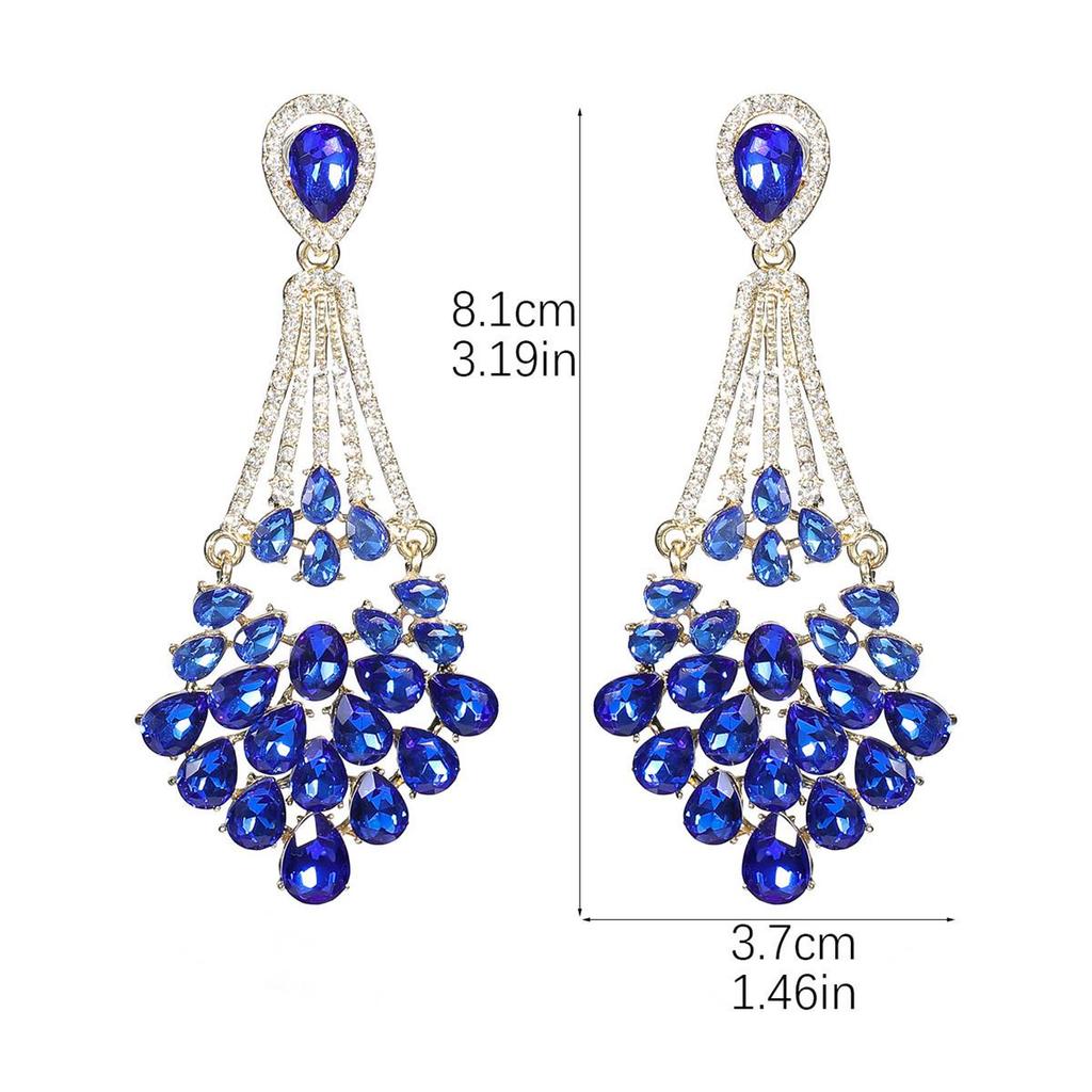 Bright Rhinestone Stud Earrings – Colorful, Bold European & American Style for Women