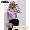 JPNTKY Women's Fashion Casual Solid Color Print Long Sleeve POLO Neck Blouses & Shirts