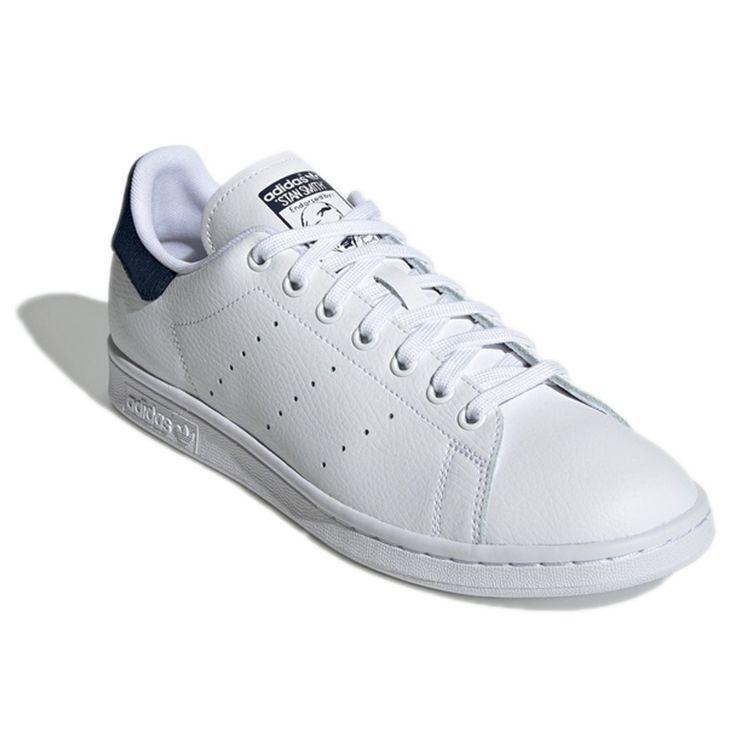Adidas Originals Stan Smith Blue Tail Casual Slip Resistant Durable Low Top Skate Shoes Men Sneakers White Navy-Blue EH2305
