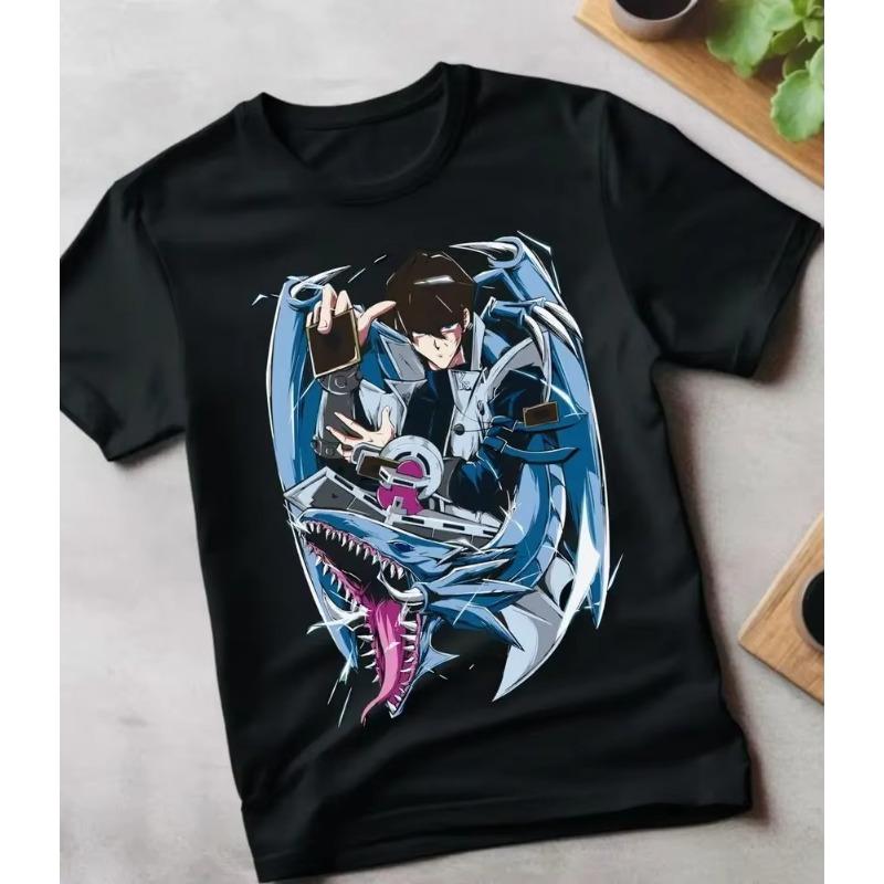 

Тренд Лето 2025 Косплей Нейтральный Черно-белый Футболка Сэто Кайба Карта Синеглазый Белый Дракон Футболка YuGiOh Ю-Ги-О Мягкая Футболка S