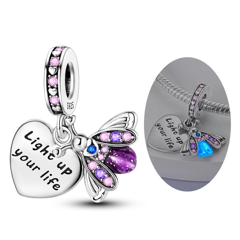 Copper Charms Beads Pendant Luminous Firefly Butterfly Charms Fit Original Bracelet Women Diy Jewelry Making Gifts