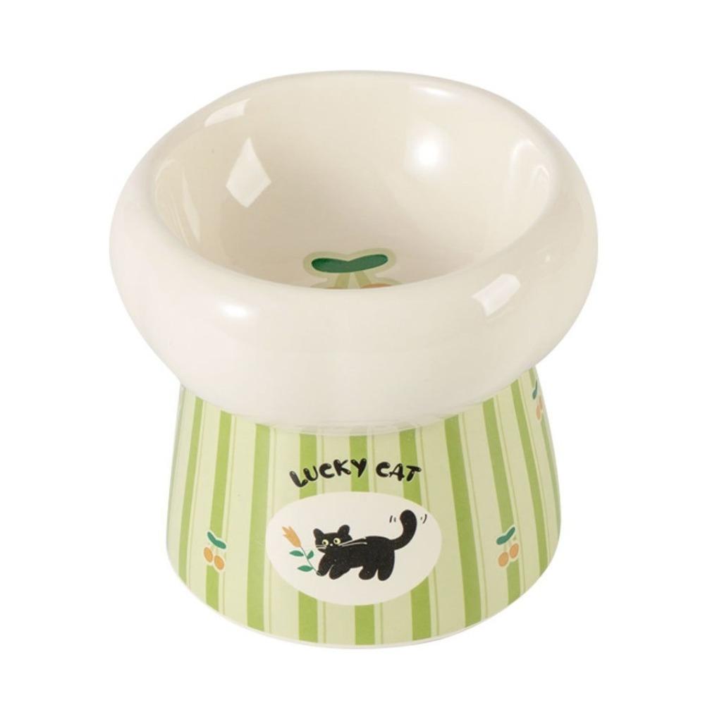 

High Foot Ceramic Cat Bowl Anti-Slip Base Elevated Feeding Bowl Pet Drinking Feeding Style B 130 ml