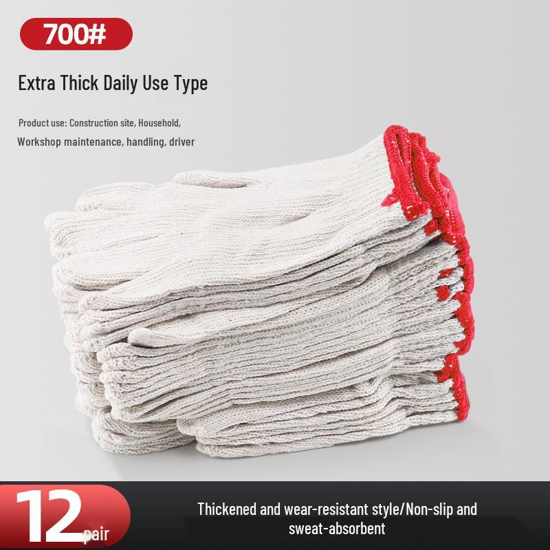 Pracovní bavlněné bezpečnostní rukavice odolné proti opotřebení pro stavební dělníky