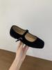 French Suede Ballet Flats Women's 2025 Spring and Autumn New Retro Square Head Casual Flat Mary Jane Single Shoes