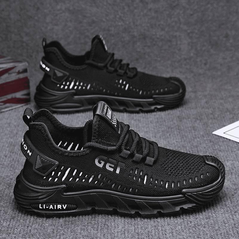 Flying woven mesh men's shoes are light, breathable and comfortable running shoes, outdoor travel soft sole soft surface trendy casual shoes