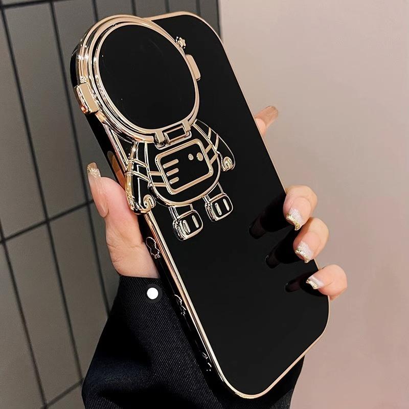 Astronauts Suitable for Apple 15 Mobile Phone Case Cute Astronaut Iphone16 Couple Stand 14promax Electroplating
